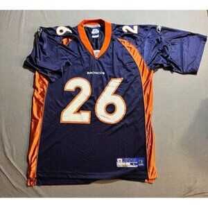 Denver Broncos Bell # 26 Reebok Jersey‎ Mens Large Blue Short Sleeve Pullover.